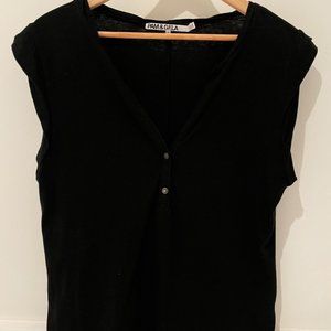 Pam & Gela black v-neck button top
